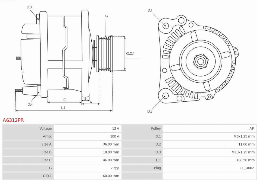 AS-PL A6312PR - Alternatore www.qualy.parts