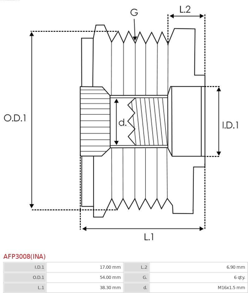 AS-PL AFP3008(INA) - Puleggia cinghia, Alternatore www.qualy.parts