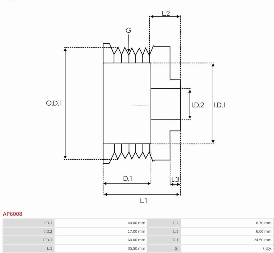 AS-PL AP6008 - Puleggia cinghia, Alternatore www.qualy.parts