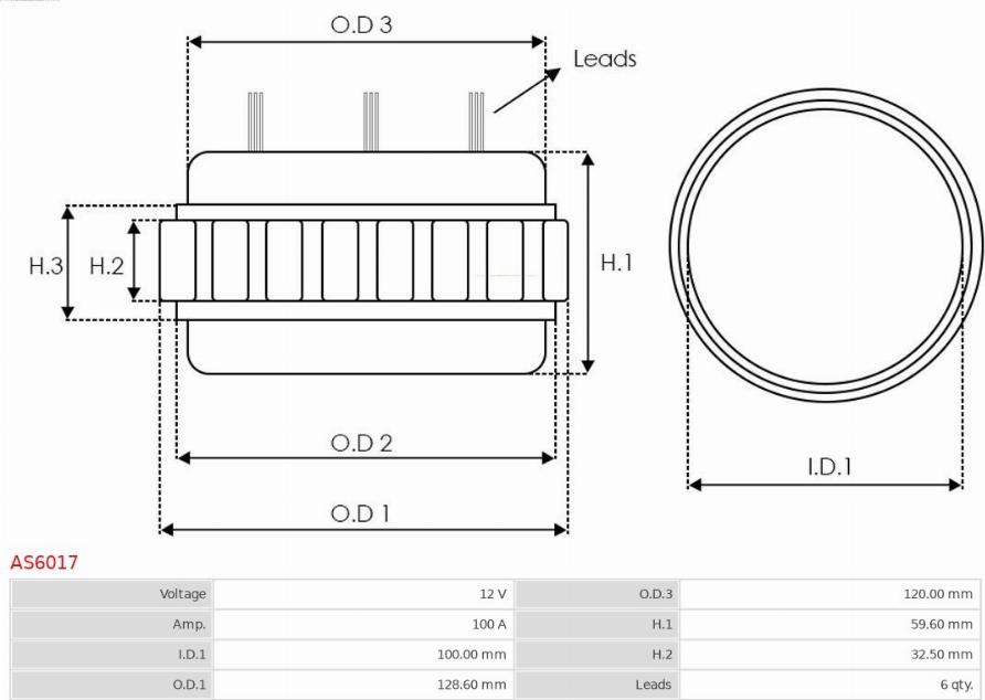 AS-PL AS6017 - Statore, Alternatore www.qualy.parts