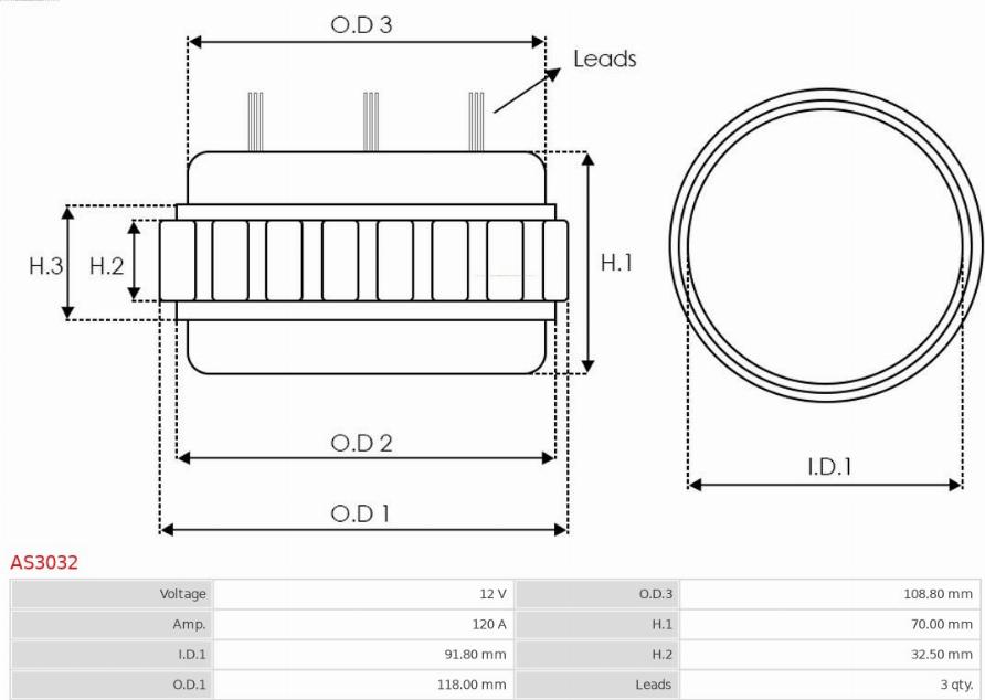 AS-PL AS3032 - Statore, Alternatore www.qualy.parts