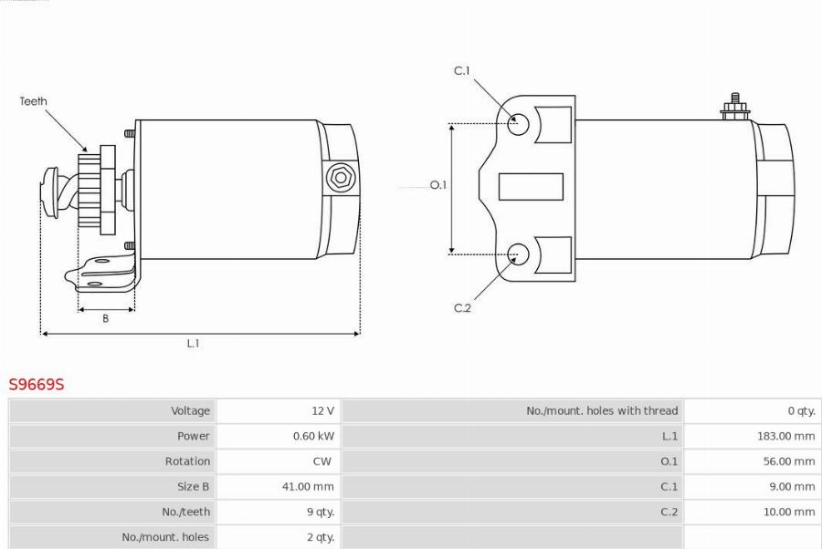 AS-PL S9669S - Motorino d'avviamento www.qualy.parts