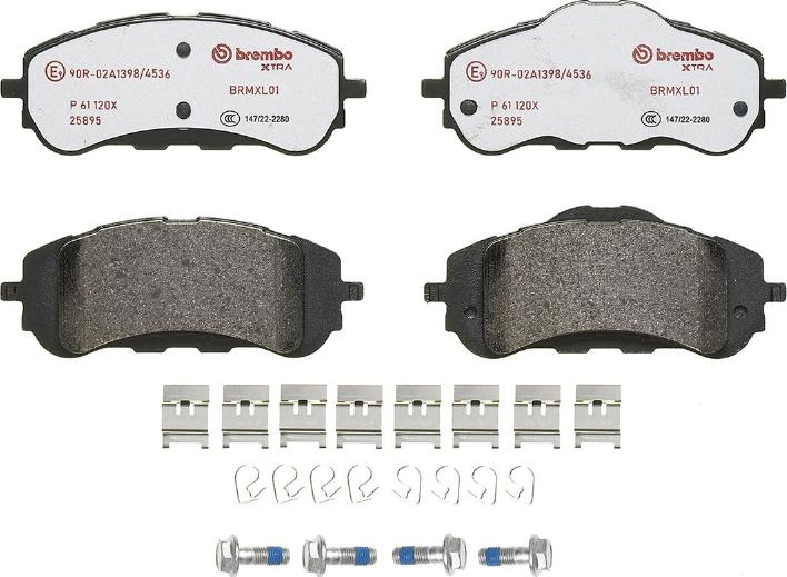 Brembo P 61 120X - Kit pastiglie freno, Freno a disco www.qualy.parts