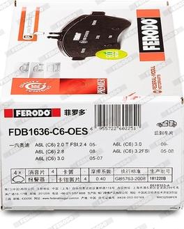 Ferodo FDB1636-C6-OES - Kit pastiglie freno, Freno a disco www.qualy.parts