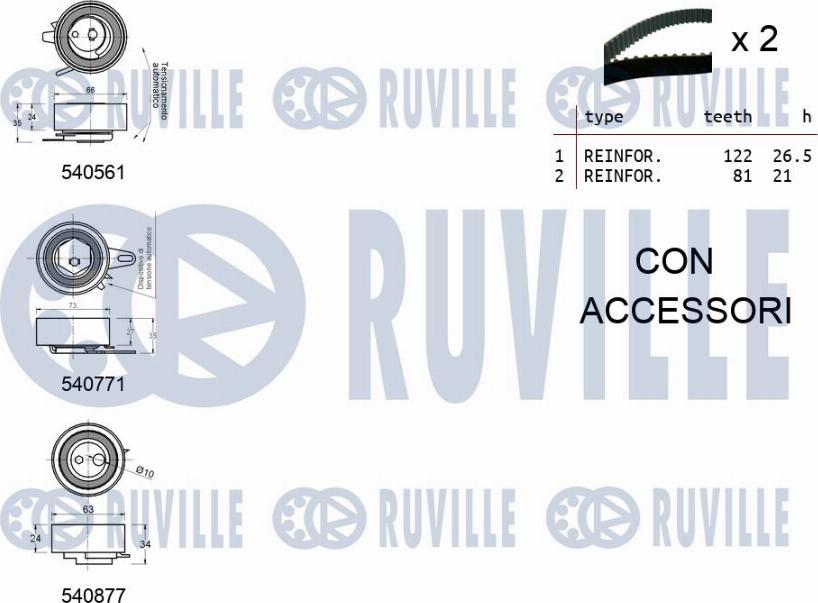 Ruville 550385 - Kit cinghie dentate www.qualy.parts