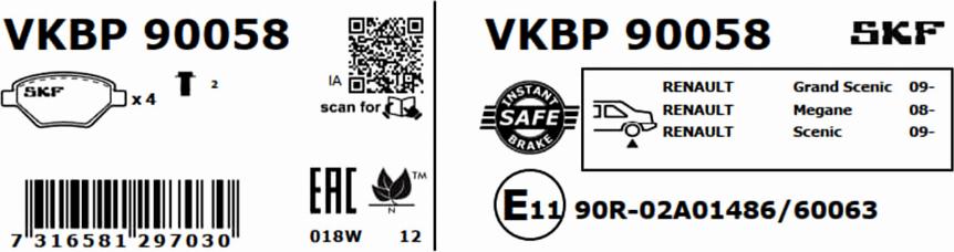 SKF VKBP 90058 - Kit pastiglie freno, Freno a disco www.qualy.parts