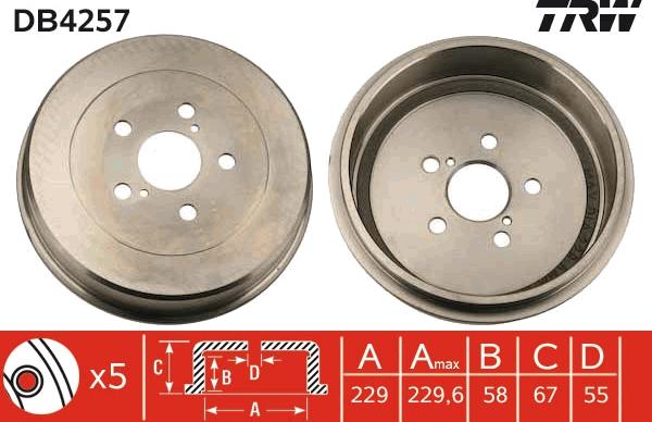 TRW DB4257 - Tamburo freno www.qualy.parts