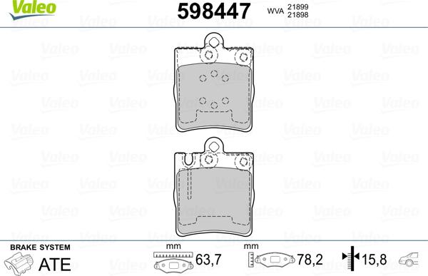 Valeo 598447 - Kit pastiglie freno, Freno a disco www.qualy.parts