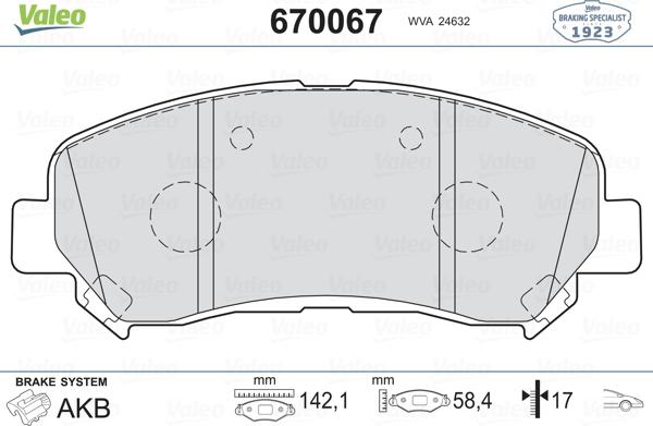 VALEO 670067 - Kit pastiglie freno, Freno a disco www.qualy.parts