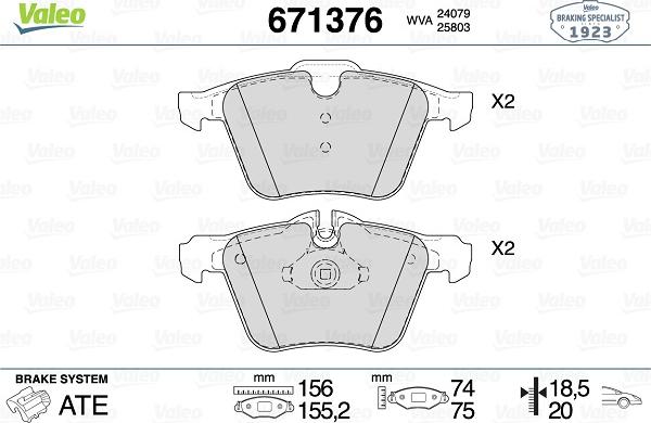 VALEO 671376 - Kit pastiglie freno, Freno a disco www.qualy.parts