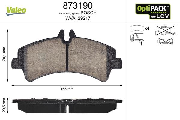 Valeo 873190 - Kit pastiglie freno, Freno a disco www.qualy.parts