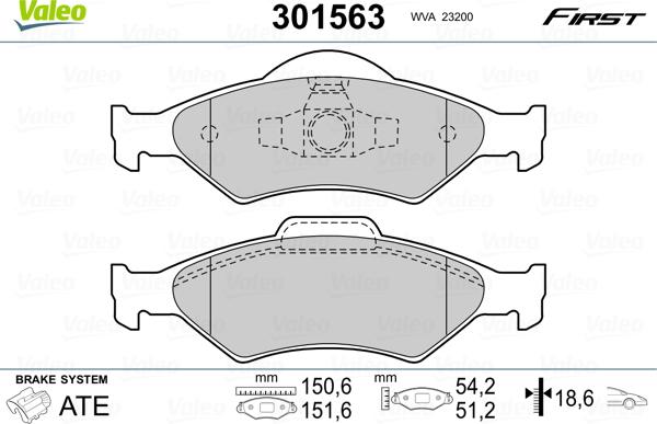 Valeo 301563 - Kit pastiglie freno, Freno a disco www.qualy.parts