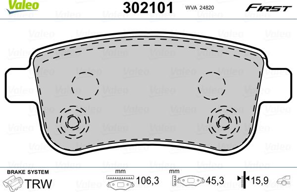 Valeo 302101 - Kit pastiglie freno, Freno a disco www.qualy.parts