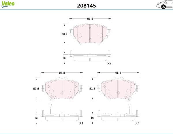VALEO 208145 - Kit pastiglie freno, Freno a disco www.qualy.parts